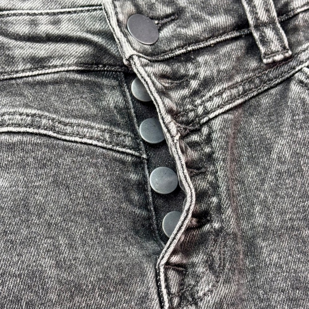 Rock & Roll Denim High Rise Button Front Stretch Skirt Size 30 Black‎ Wash - Picture 7 of 10